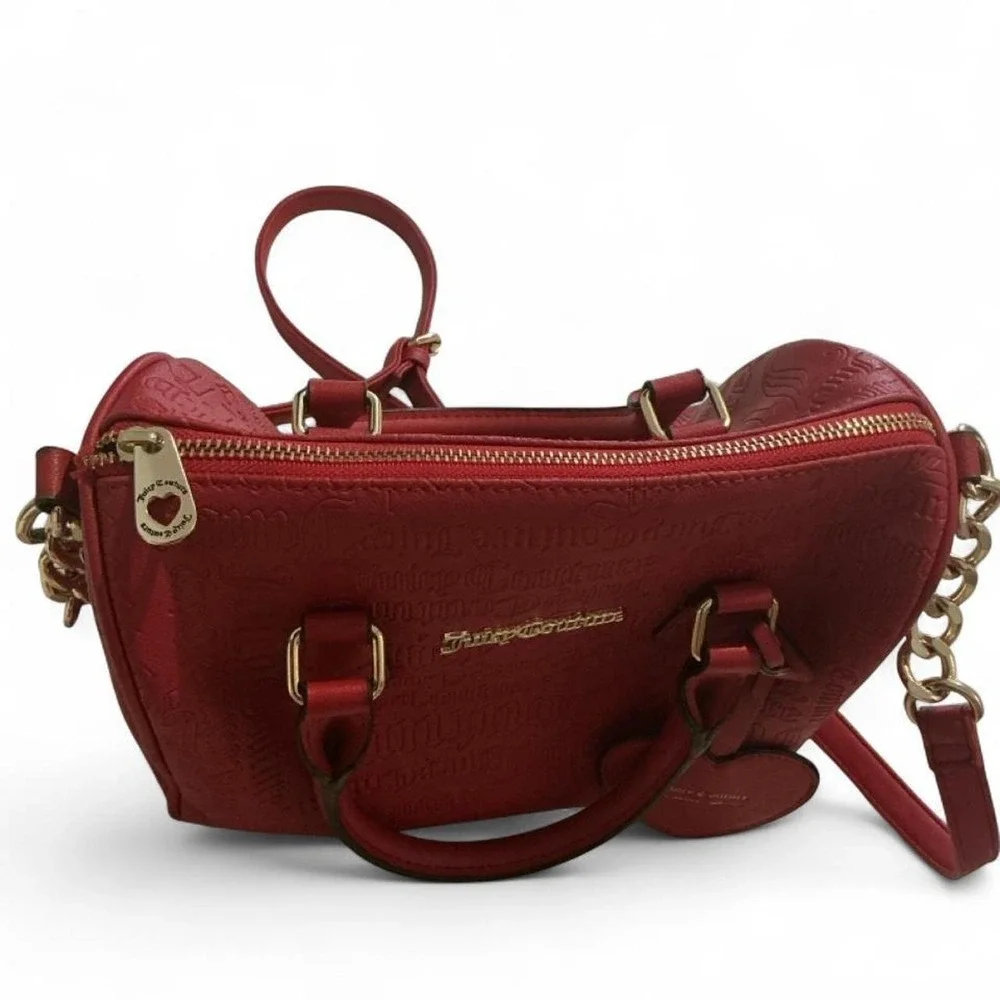 Juicy Couture Satchel Bag Womens Medium Red Embossed Logo Crossbody